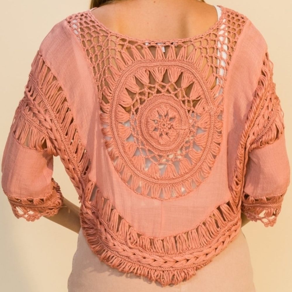 Tea Rose Crochet Pullover